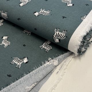 Țesătură din bumbac FLANNEL Zebras green