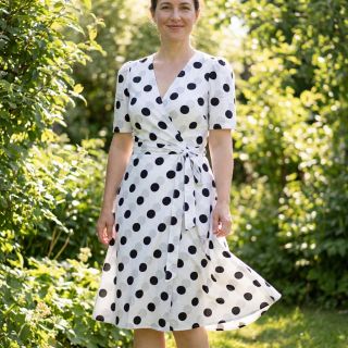 Viscoză RADIANCE Polka BIG dot white