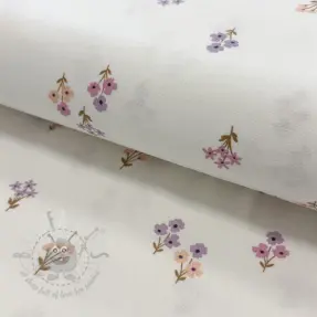Țesătură din bumbac FLANNEL Flowers white
