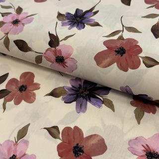 Țesătură din bumbac VISCOSE Flowers offwhite digital print