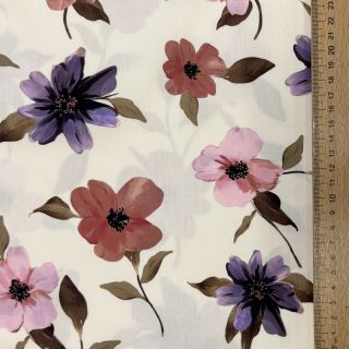 Țesătură din bumbac VISCOSE Flowers offwhite digital print