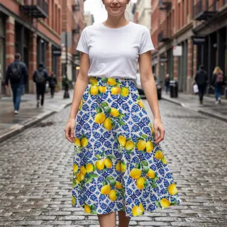 Țesătură din bumbac VISCOSE Lemons digital print