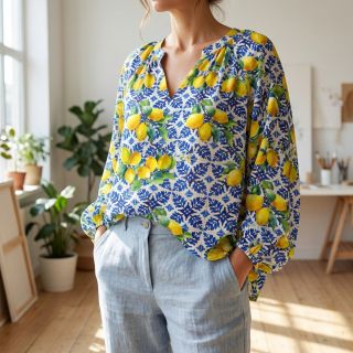 Țesătură din bumbac VISCOSE Lemons digital print