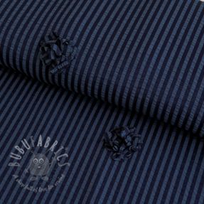 Viscoză YARN DYED Stripes and flowers navy