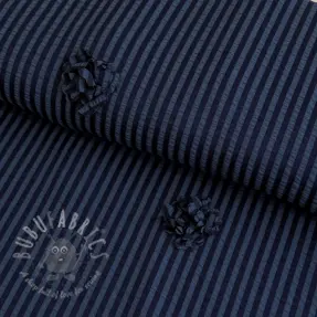 Viscoză YARN DYED Stripes and flowers navy