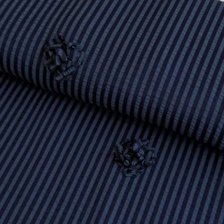 Viscoză YARN DYED Stripes and flowers navy