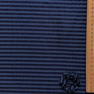 Viscoză YARN DYED Stripes and flowers navy