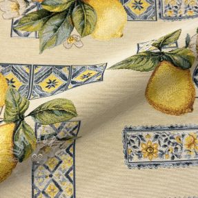 Țesătură decorativă GOBELIN premium Citrus Lemon Azulejos