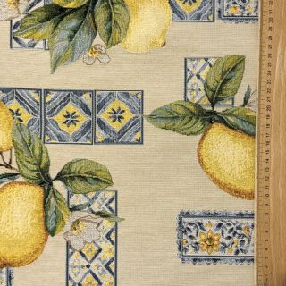 Țesătură decorativă GOBELIN premium Citrus Lemon Azulejos