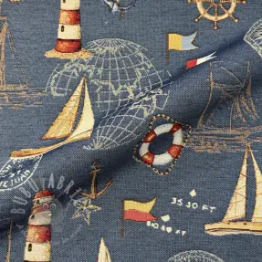 Țesătură decorativă GOBELIN premium Coast Lighthouse Sea