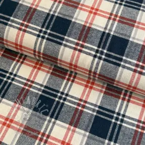 Țesătură din bumbac YARN DYED BRUSHED Check Mia navy
