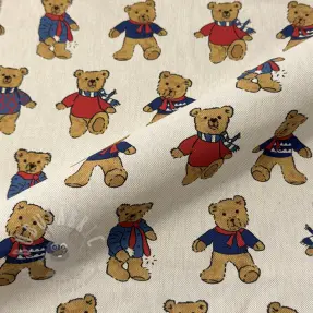 Țesătură decorativă Linenlook Teddy Bear Cosy digital print