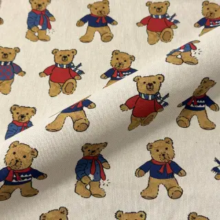 Țesătură decorativă Linenlook Teddy Bear Cosy digital print