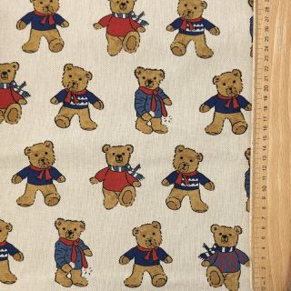 Țesătură decorativă Linenlook Teddy Bear Cosy digital print
