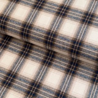 Țesătură din bumbac YARN DYED BRUSHED Check Tim beige