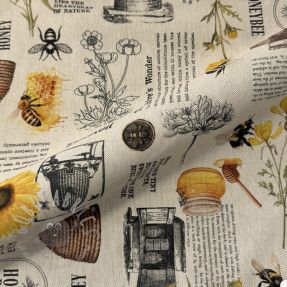 Țesătură decorativă Linenlook Bee Honey Recipe digital print
