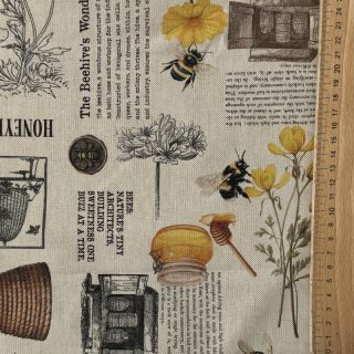 Țesătură decorativă Linenlook Bee Honey Recipe digital print