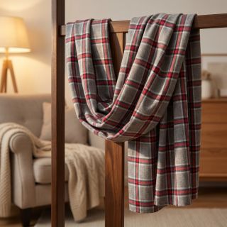 Țesătură din bumbac YARN DYED BRUSHED Check Dara grey