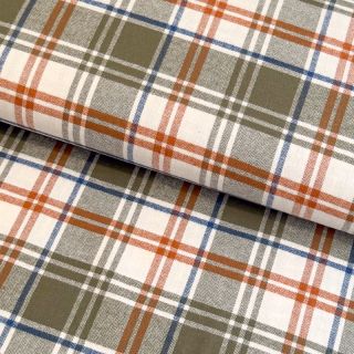 Țesătură din bumbac YARN DYED BRUSHED Check Mia olive