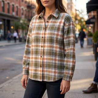 Țesătură din bumbac YARN DYED BRUSHED Check Mia olive