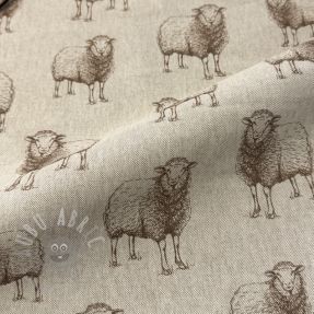 Țesătură decorativă Linenlook Pen Drawing Sheep digital print