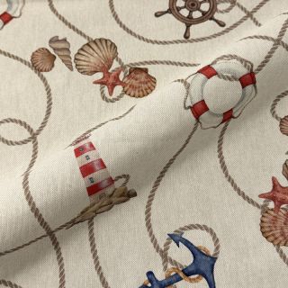 Țesătură decorativă Linenlook Maritime Rope Mix digital print