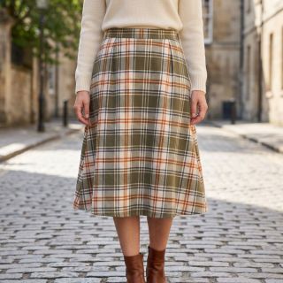 Țesătură din bumbac YARN DYED BRUSHED Check Mia olive