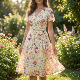 Viscoză RADIANCE Flowers Rubie digital print