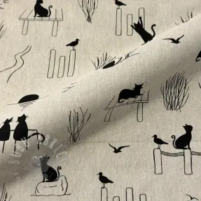 Țesătură decorativă Linenlook premium Cat Sea Life