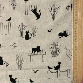 Țesătură decorativă Linenlook premium Cat Sea Life