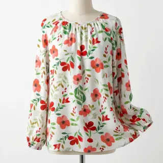 Viscoză RADIANCE Flowers Conie red digital print