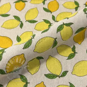 Țesătură decorativă Linenlook premium Sunny Lemon Fruit