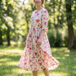 Viscoză RADIANCE Flowers Conie pink digital print