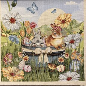 Țesătură decorativă GOBELIN PREMIUM Floral Easter Bunny PANEL