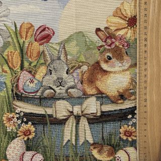 Țesătură decorativă GOBELIN PREMIUM Floral Easter Bunny PANEL