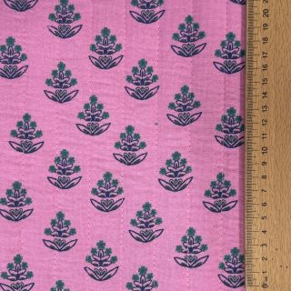 Mușelină STEPPED Flowers petrol