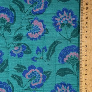 Mușelină STEPPED Flowers petrol