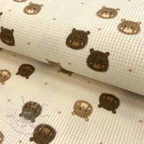 Țesătură din bumbac waffle Bears digital print
