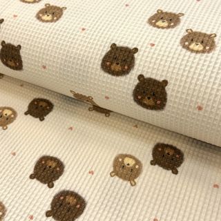 Țesătură din bumbac waffle Bears digital print