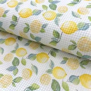 Țesătură din bumbac waffle Lemons digital print