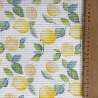 Țesătură din bumbac waffle Lemons digital print