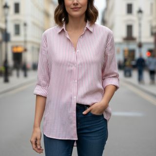 Mușelină YARN DYED Summer stripe rose