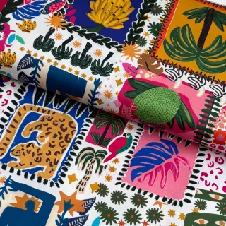 Țesătură din bumbac SATIN Summer patchwork digital print
