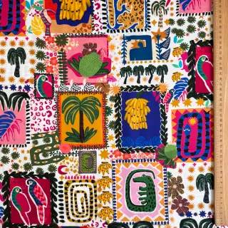 Țesătură din bumbac SATIN Summer patchwork digital print