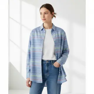 Țesătură din bumbac YARN DYED NEON Stripe summer