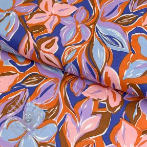 Țesătură din bumbac VISCOSE Flowers dark petrol