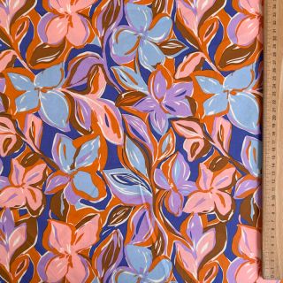 Țesătură din bumbac VISCOSE Flowers dark petrol