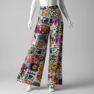 Țesătură din bumbac SATIN Summer patchwork digital print