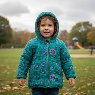 Mușelină STEPPED Flowers petrol