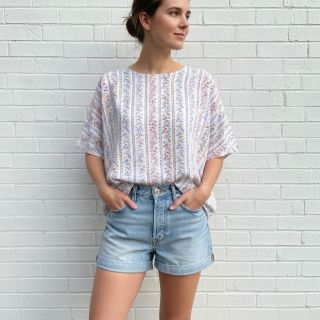 Mușelină Leaves in stripes digital print ORGANIC